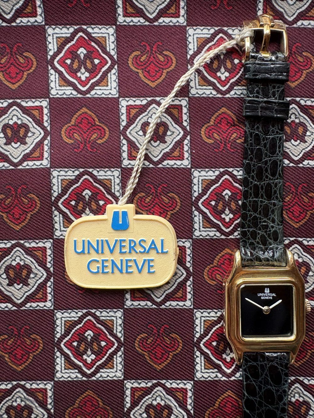 Universal Genève Carrée in 18k gold with black onyx dial and original UG tag