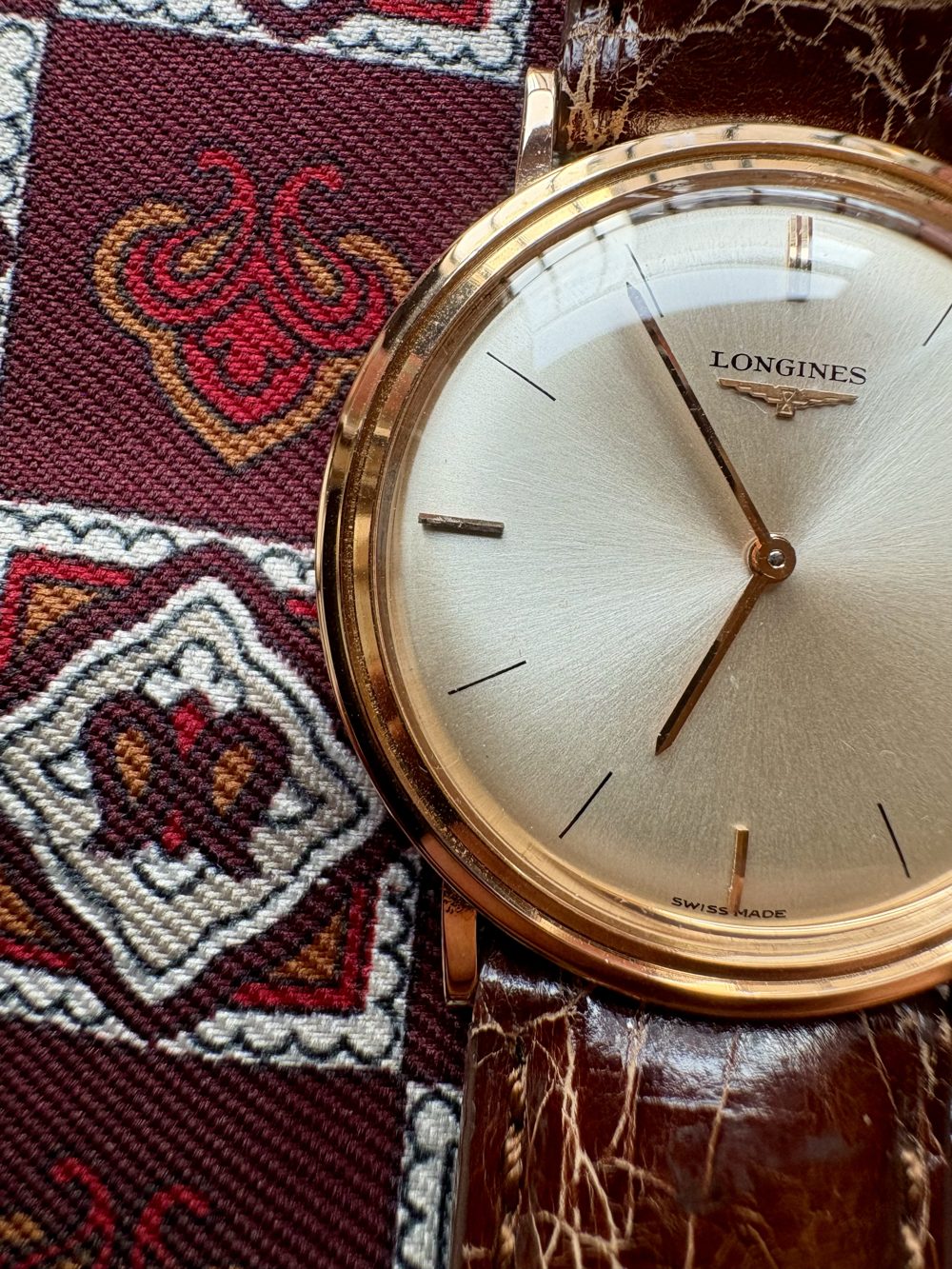 Longines ref. 7326 in 18k rose gold with sunburst dial